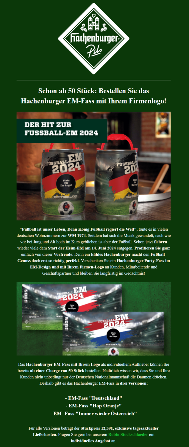 Beispiel für einen Fußball-EM-Newsletter