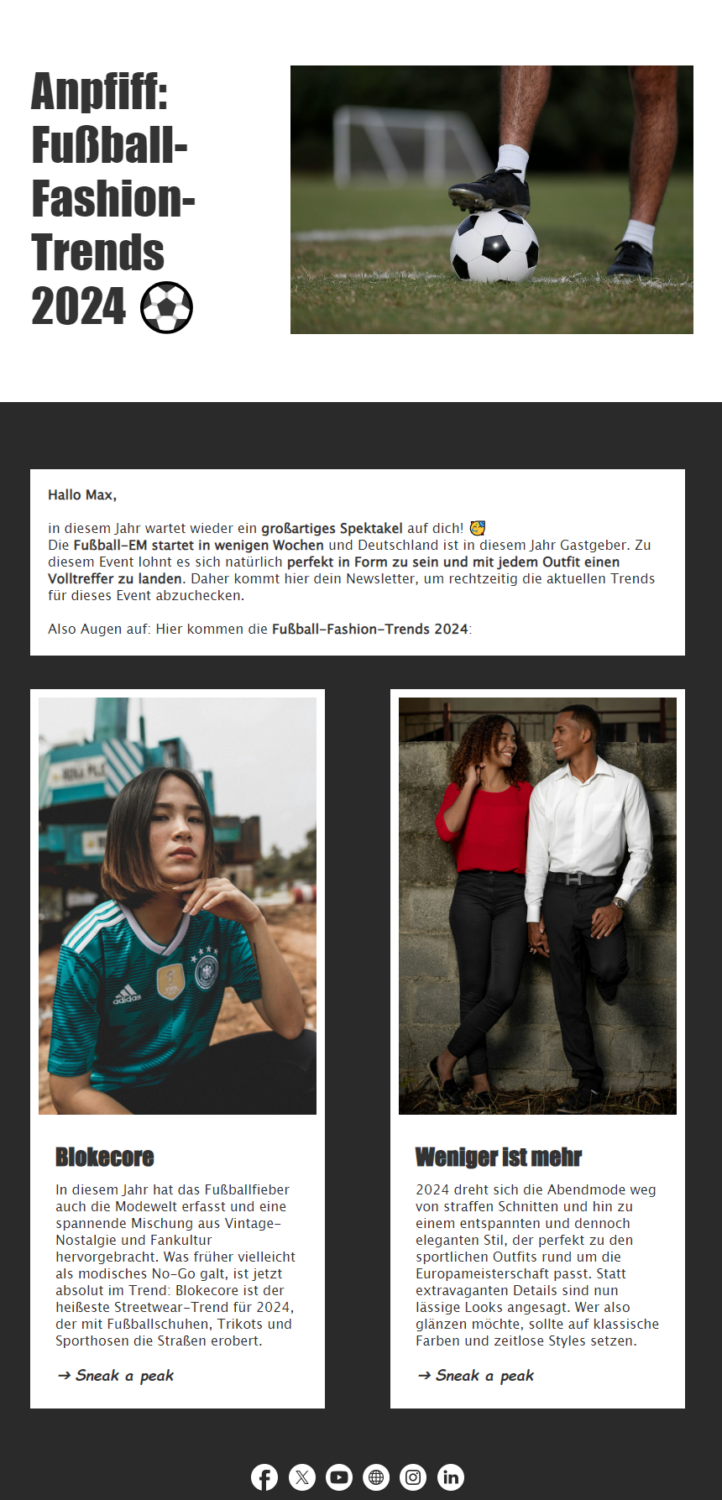 Newsletter Fashion-Trends zur Fußball-EM