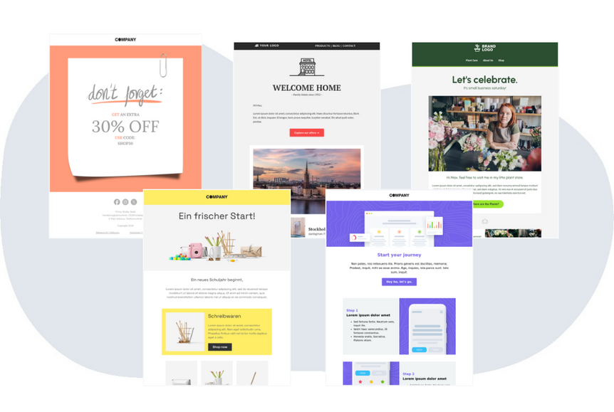 Auswahl an kostenlosen Willkommensmail-Vorlagen