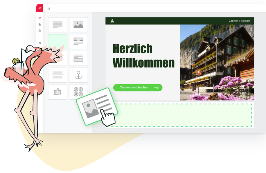 Einblick in eine E-Mail-Marketing-Software für Hotels inkl. Drag-and-Drop-Editor