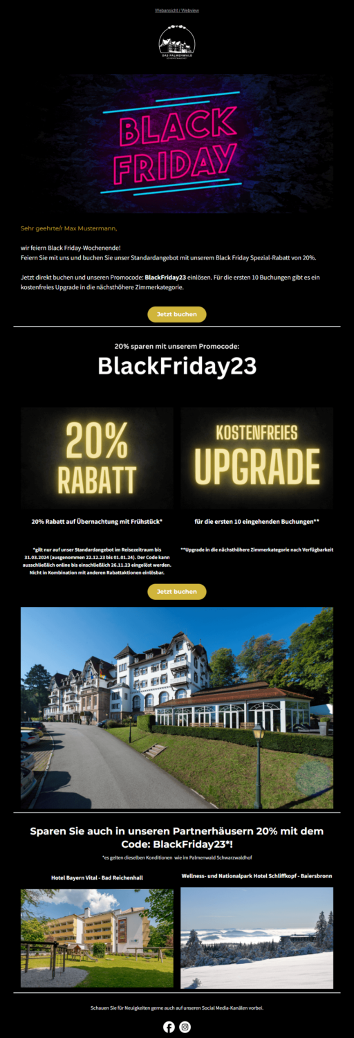 Hotel-Newsletter zum Black Friday