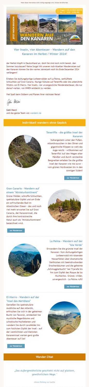 Newsletter-Beispiel von wandern.de zum Geh-wandern-Tag