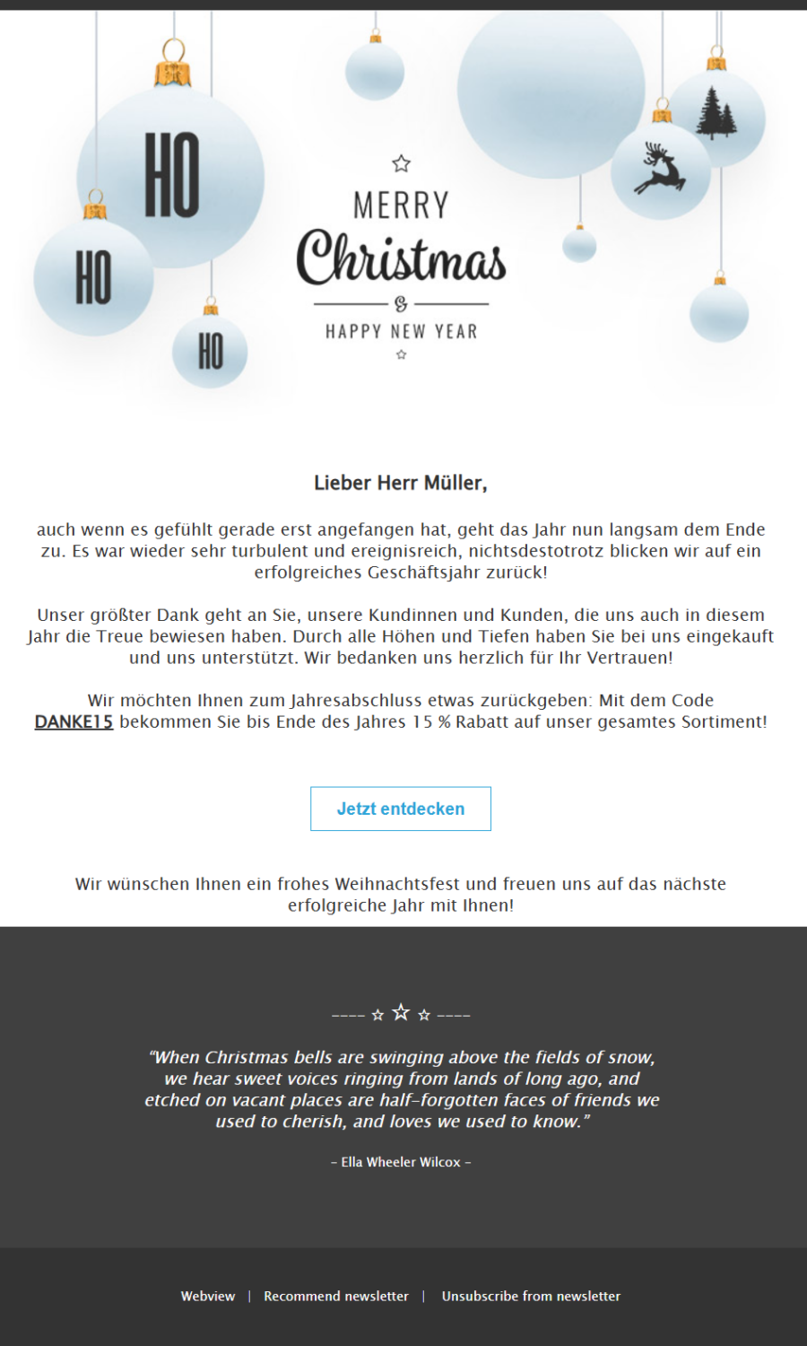 Newsletter-Beispiel Weihnachtsgrüße