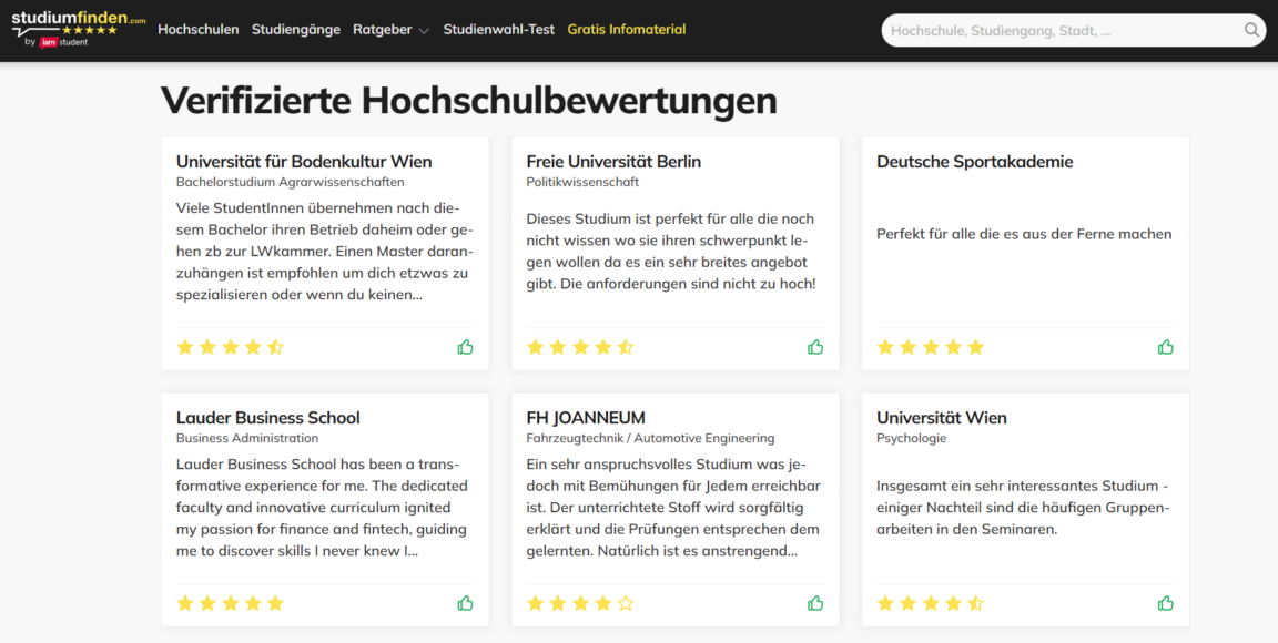 Hochschulbewertungen studiumfinden.com